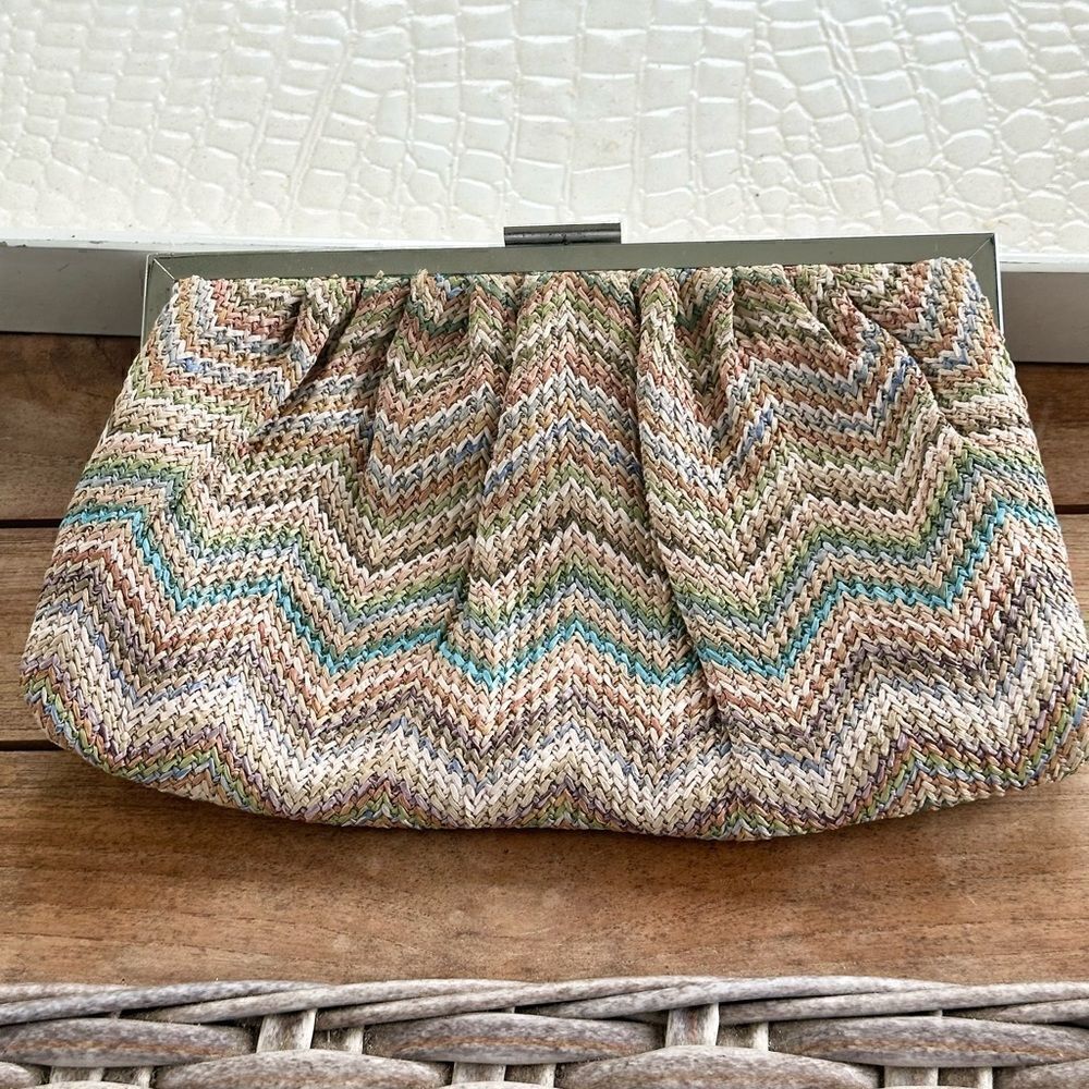 Bijou Brigitte Woven Chevron Pattern VTG Clutch Bag